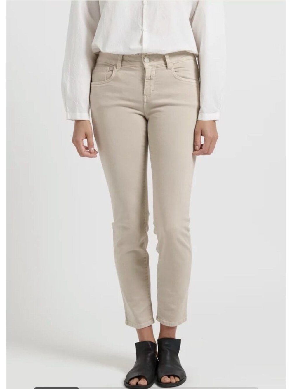 Closed Authentic Baker Cropped Narrow Jeans Grain Beige Mid Rise Italy 27